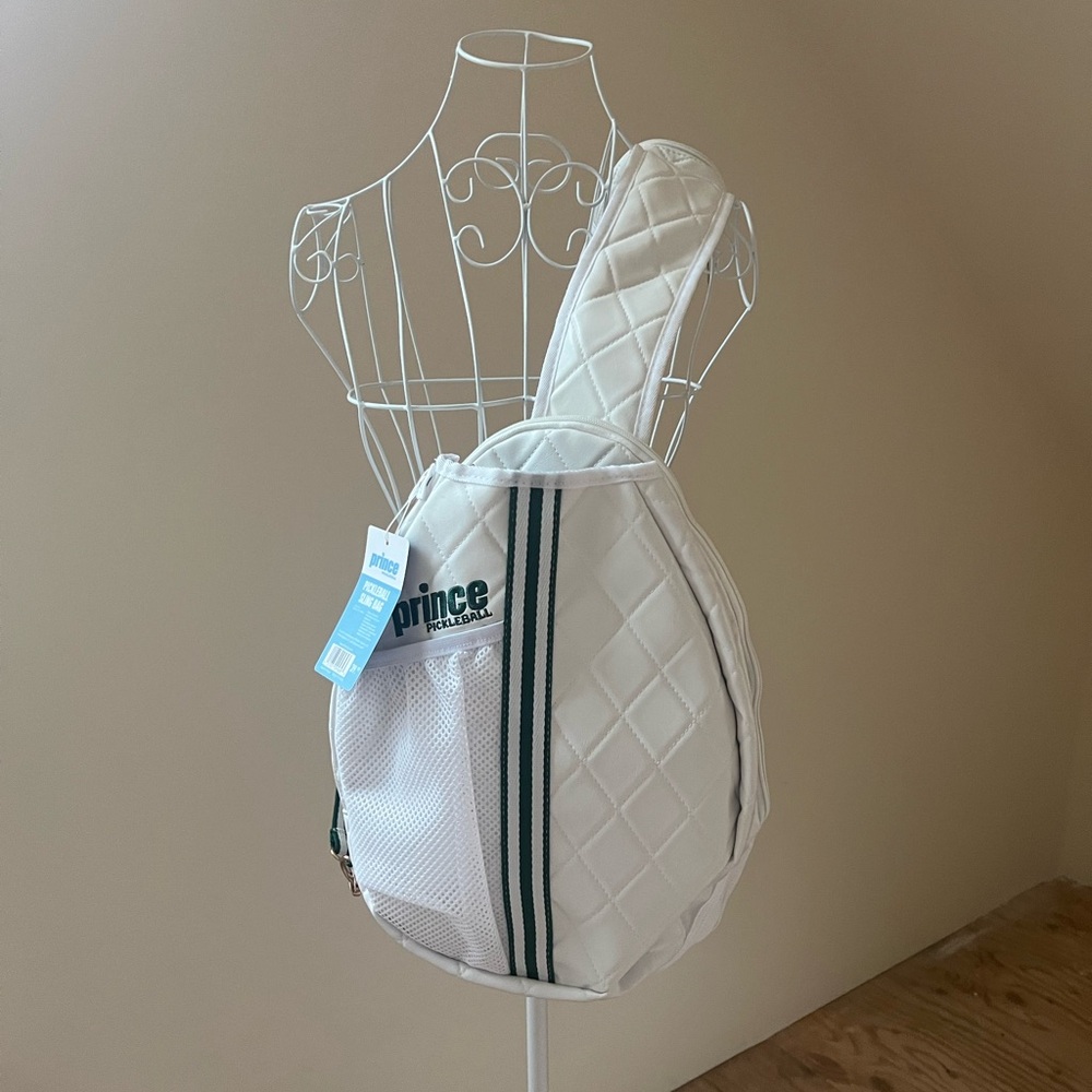 Prince White Sling Bag with Green Accents